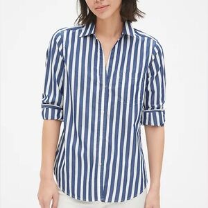 GAP Fitted Boyfriend Striped Shirt White/Blue Size M